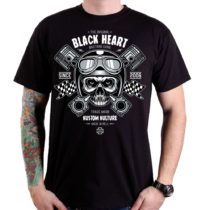 Tričko BLACK HEART Piston Skull čierna - 3XL