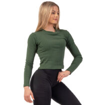 Rebrované tričko z organickej bavlny Nebbia 415 Dark Green - XS