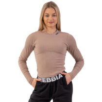 Rebrované tričko z organickej bavlny Nebbia 415 Brown - XS