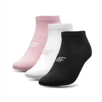 Dámske členkové ponožky 4F SOD003 3 páry WHITE+PINK+DEEP BLACK - 39-42