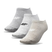Dámske členkové ponožky 4F SOD003 3 páry BEIGE MELANGE+COLD LIGHT GREY MELANGE+GREY MELANGE - 39-42