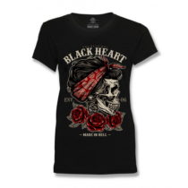 Dámske tričko BLACK HEART Pin Up Skull čierna - S