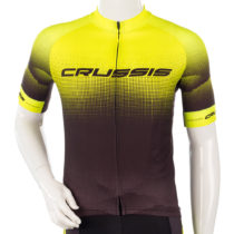 Cyklistický dres s krátkym rukávom Crussis čierna-fluo žltá - 3XL