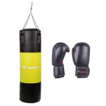 Plniace boxovacie vrece inSPORTline 50-100kg s boxerskými rukavicami čierno-žltá - 14oz