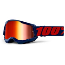 Motokrosové okuliare 100% Strata 2 Mirror Masego tmavo modrá-červená, zrkadlové červené plexi