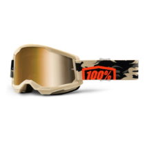 Motokrosové okuliare 100% Strata 2 Mirror Kombat béžovo-oranžová, True zlaté plexi