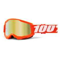 Motokrosové okuliare 100% Strata 2 Mirror Orange oranžová, zrkadlové zlaté plexi