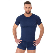 Pánske tričko Brubeck Active Wool s krátkym rukávom Navy Blue - M