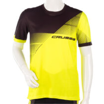 Pánske športové tričko s krátkym rukávom Crussis čierna/žltá fluo - S
