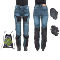 Dámske moto jeansy W-TEC Bolftyna modro-čierna - XS