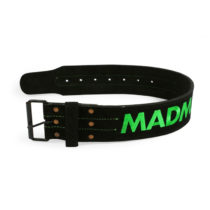 Fitness opasok kožený s karabínou MadMax Suede Prong MFB301 čierno-zelená - XXL