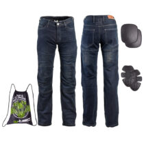 Pánske moto jeansy W-TEC Pawted s nepremokavou membránou tmavo modrá - S