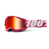 Detské motokrosové okuliare 100% Strata 2 Youth Mirror Fletcher ružová, zrkadlové červené plexi